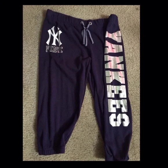 Vintage victoria secret PINK yankees sweatpants - Picture 1 of 4